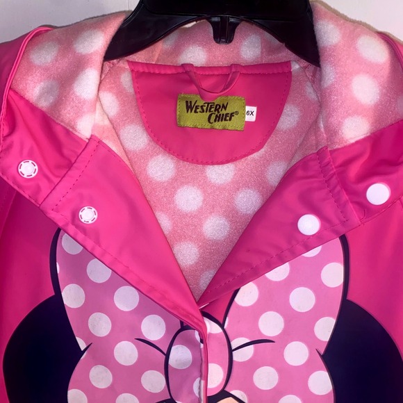 Western Chief Disney Minnie Mouse Pink Water Resistant Raincoat Jacket Girls 6 - Picture 2 of 8